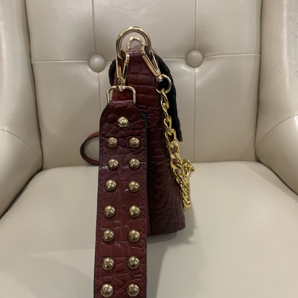 BURGUNDY CROCODILE REAL LEATHER CROSSBODY BAG - Picture 6 of 8
